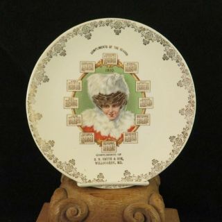 Antique 1910 Advertising Calendar Plate S.  N.  Smith & Co Willoughby Maryland