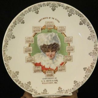 Antique 1910 ADVERTISING CALENDAR PLATE S.  N.  Smith & Co Willoughby Maryland 2