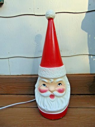 Rare Vintage 1960’s Beco Santa Claus Blow Mold 21” Light Up Cone Head
