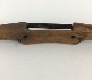 Antique Wood & Brass Spokeshave Plane Carpenter ' s Tool Primitive 9 1/4 