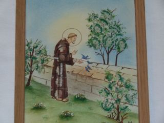 Vintage Antique Folk Art Mixed Media Watercolor Painting Signed