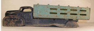 Antique Marx Toys Pressed Steel Stake Body Truck Good For Restoration Or Parts