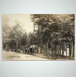 Antique Real Photo Postcard View Of Camps At Suncook Lake Northwood Narrows N.  H.