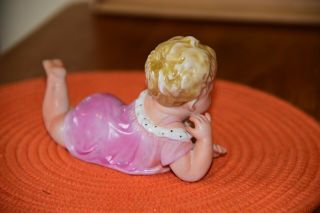 LARGE VINTAGE ARDALT PORCELAIN BISQUE PIANO BABY GIRL CRAWLING HAND PAINTED 3