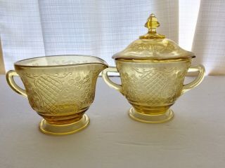 Normandie Bouquet And Lattice Sugar Creamer Set With Lid Rare And Gorgeous