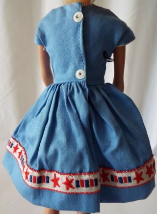 1960’s Vintage Barbie Clone Blue Dress with Stars & Bars Trim & Dot Starlet Snap 2