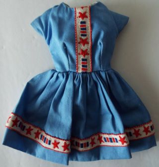 1960’s Vintage Barbie Clone Blue Dress with Stars & Bars Trim & Dot Starlet Snap 3