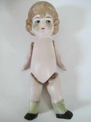 Antique German Bisque Jointed Girl Doll 5 1/2 Inches Tall