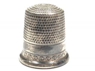 Antique Sterling Silver Thimble By Waite,  Thresher Co.  Providence,  Ri - Size 11