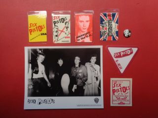 Sex Pistols,  B/w Promo Photo,  6 Backstage Passes,  Steel Pin,  Rare Originals