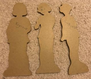 Vintage paper dolls set of 3 young girls with clothes - thick cardboard dolls 2