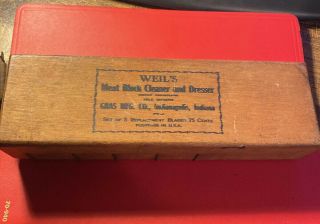 Rare Antique Butcher Tool Weil’s Meat Block Cleaner And Dresser Gras Mfg.  Co.