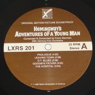 HEMINGWAY ' S ADVENTURES OF A YOUNG MAN (F.  Waxman) rare near stereo lp (1985) 3