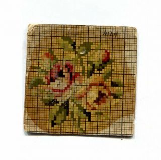 Antique Berlin Woolwork Hand Painted Chart Pattern Small Roses Floral