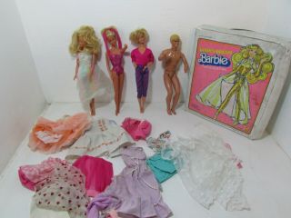 Mattel Ken Barbie Doll 1968 1966 Bendable Legs With 1980 Case Xtra Clothes V