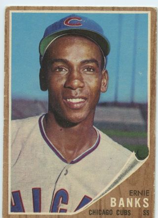 1962 Topps Ernie Banks Chicago Cubs 25 Baseball Card