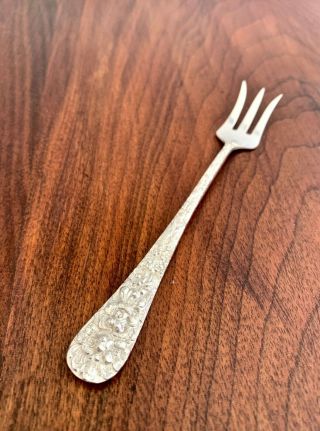 Large Stieff Co.  Sterling Silver Seafood / Cocktail Fork 5 3/4 " : Rose 1892