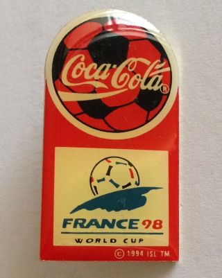 France 1998 World Cup Cocacola Advertising Football Pin Badge Rare Soccer (e3)
