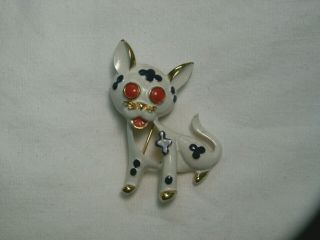 .  Rare Trifari.  Gold Tone,  Enamel Chihuahua Dog Brooch.