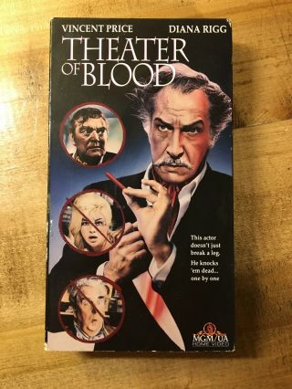 Rare Oop Theater Of Blood 1973 Vhs Video Tape Vincent Price Horror Movie Hammer