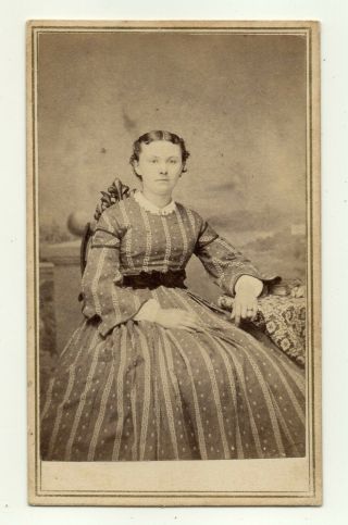 Antique 1860s Civil War Era Cdv Photo Woman Tax Revenue Stamp Id 