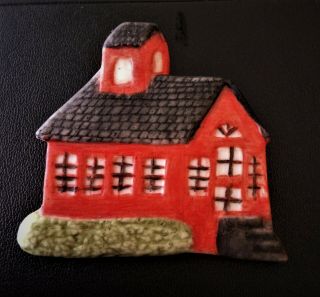 Ceramic Realistic Jasperware School House Button - Back Marked Shirley 