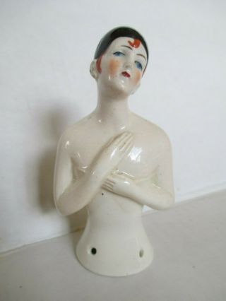 Antique German Porcelain Half Doll 3 3/4 Inches