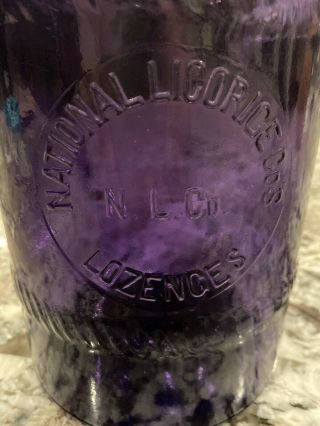 Rare Antique General Store Display Jar National Licorice Lozenges Purple Jar