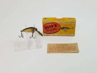Vintage Wood’s Deep - R - Doodle 305 Perch Fishing Lure W/ Box & Insert