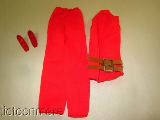 Vintage Barbie Doll Mod Fashion Clothes 1182 Walk Lively Red Pantsuit & Heels