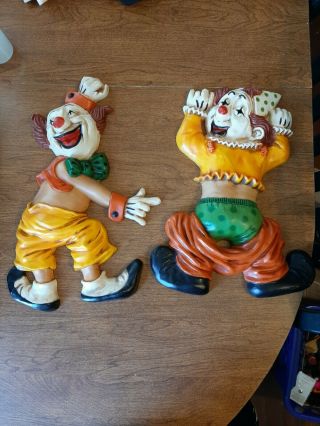 Wall Plaques Hanging Vintage Antique 1970’s Homco 2 Clowns Wall Decorations 14x8