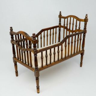 Vintage Wooden Baby Crib Dollhouse Miniature 1:12
