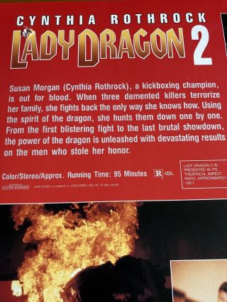 Lady Dragon 2 Widescreen Laserdisc - Cynthia Rothrock - VERY RARE Martial Arts 3
