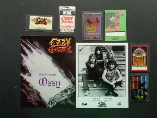 Ozzy Osbourne,  Randy Rhoads,  B/w Promo Photo,  6 Rare Backstage Passes,  Door Sign