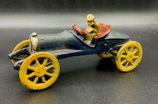 Rare Vintage 1920s Cast Iron Boat Tail Race Car with Driver 7 3/4 Cool Piece 2