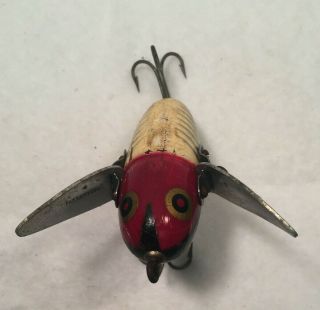 Heddon Crazy Crawler Vintage Fishing Lure Wood Red Scale Ribs Gold Dot Chin