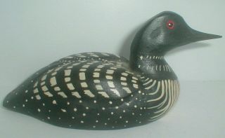 Carved Wood Common Loon Duck Decoy By Wooden Wildlife Kennebunk Maine