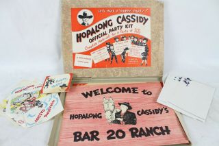 Vintage Hopalong Cassidy Collectable Official Party Kit Western Toy Rare Old