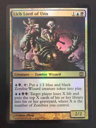 Mtg Magic Foil Lich Lord Of Unx Alara Reborn Multicolour Zombie Wizard English