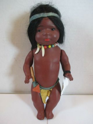 Antique German Heubach Kopplesdorf Bisque Sleep Eyes Indian Girl Doll 9 1/2 "