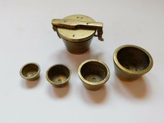 Rare Antique Solid Brass Apothecary Nesting Cups - Solid Brass,  5 Piece Set