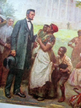 Postcard Lincoln and the Contrabands Slavery Confederate Soldiers Antique 2162 3