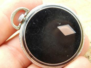 Vintage Antique Waltham Grade 210 12s 7 Jewel Pocket Watch In Black Enamel Case