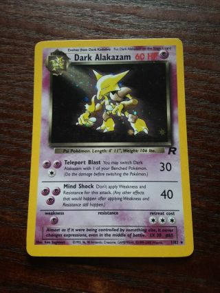 Dark Alakazam 1/82 Team Rocket Holo Rare Pokemon Card - Minor Defects