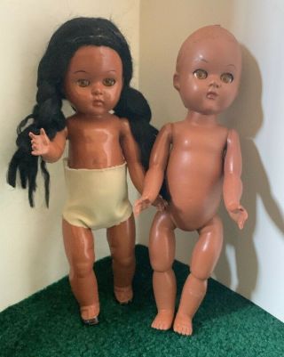 Vintage African American 8 " Hard Plastic Doll Strung And Aa Walker Doll