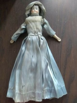 ^ Antique China Doll With Porcelain Head,  Hands And Feet & Cloth Body