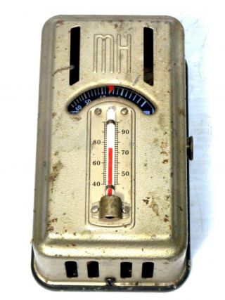 Vintage Antique Minneapolis Honeywell Metal Thermostat Art Decco Wall Mount