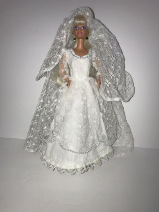 Vintage Barbie Doll Size Lace Wedding Gown / Dress / Shoes Vguc Please