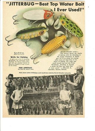 Vintage 1944 World War Ii Ads: Arbogast Jitterbug Lures,  Western Shot Shells