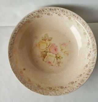 Antique W.  S.  George Serving Bowl With Rose Pattern 9.  5 " Diameter